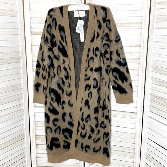 Mustard Seed Sweaters - NWT Mustard Seed Leopard Print Long Cardigan Sweater Size Small